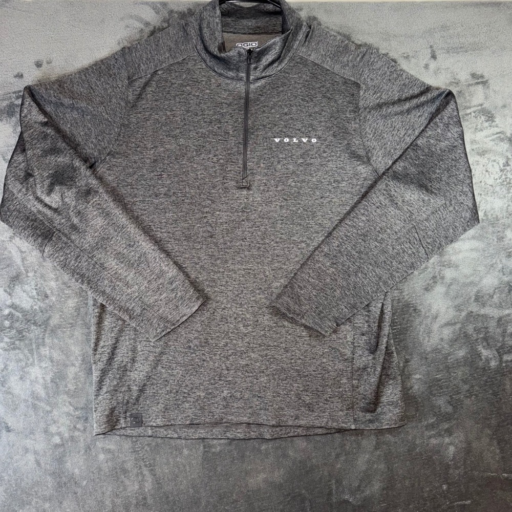 Mens Large OGIO Pullover Grey Excellent Volvo Financial Services 1/4 Zip Top